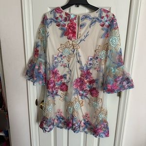 beige by eci floral dress Dresses Website Size:UK 10 (Buy Now) Habesha dress Xscape Women's Asymmetrical Neck